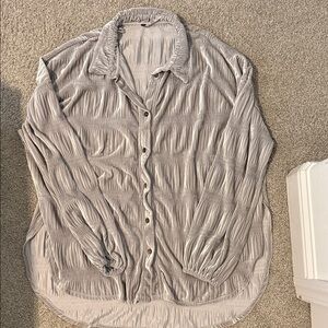 Free People Textured Gray Button Down Shirt